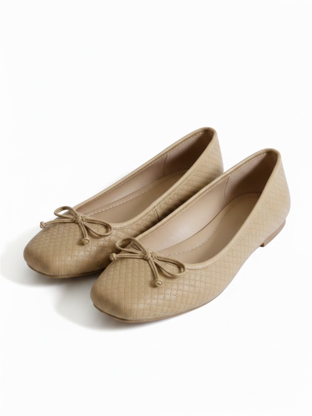 Nordstrom Quilted Beige Leather Ballet Flats NWOB Size 8.5M